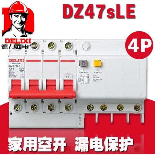 DELIXI ELCB Earth Leakage Circuit Breaker DZ47LE DZ47sLE 4P 6A 16A 20A 25A 32A 40A 50A 63A 100A 125A