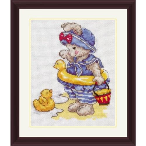 Home Handmade Embroidery Fishxx Cross Stitch A197 Bunny and Yellow Duck Accurate Printing Kit Bedroom Painting