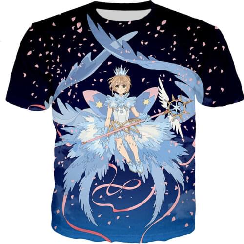 Anime Sakura Card Captor 3D Print T-shirt 2021 New Fashion Men/women Casual Harajuku Style T-shirt Trendy Streetwear Tops 5XL