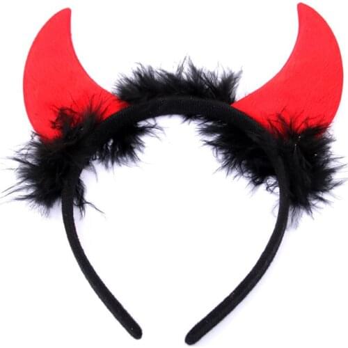 Halloween decorations Halloween shiny horn head buckle devil velvet headband party atmosphere decoration supplies props