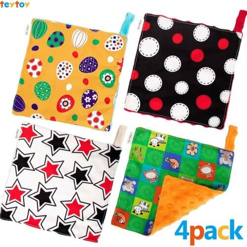 TETTOY My First Sensory Toy, 4 Pack Soft Touchable Textures Baby Crinkle Toys for Toddler, Infants and Kids Perfect for Shower