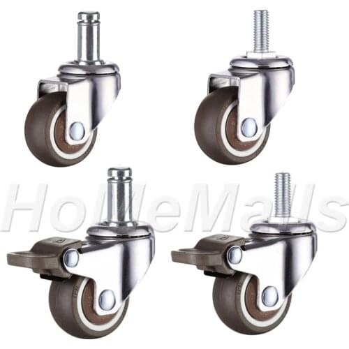 2pcs Swivel Caster Rubber Wheels No Noise 360 Degree Wheels 1/1.25/1.5/2 inch Universal Casters For Shopping Cart Trolley