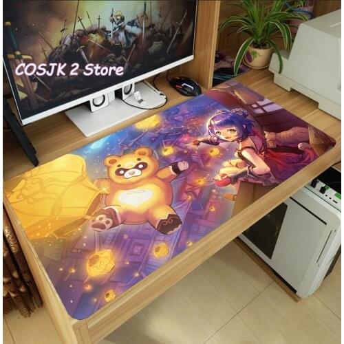 Game Genshin Impact Xiangling Large Mouse Pad Thicken Laptop PC Gaming Mice Mat Desk Keyboard Mat Anti-Slip Game Playmat
