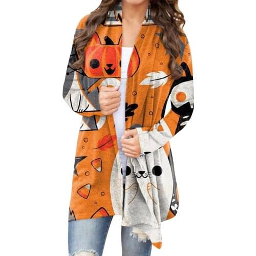 Fashion Halloween Oversized Sweatshirts Long Sleeve Cardigan Sweater Kawaii Print Cardigan Sweater Harajuku Con Capucha Moletom