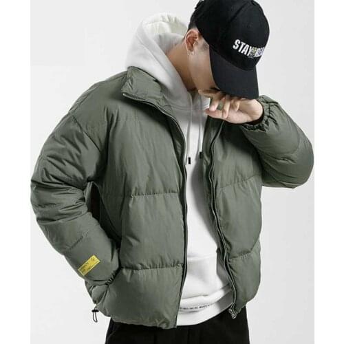 2021 Winter Coat Men Stand Collar Bread Coats Mens Warm Parkas Streetwear Cotton Coats Slim Male Jackets Windproof Padded Coat