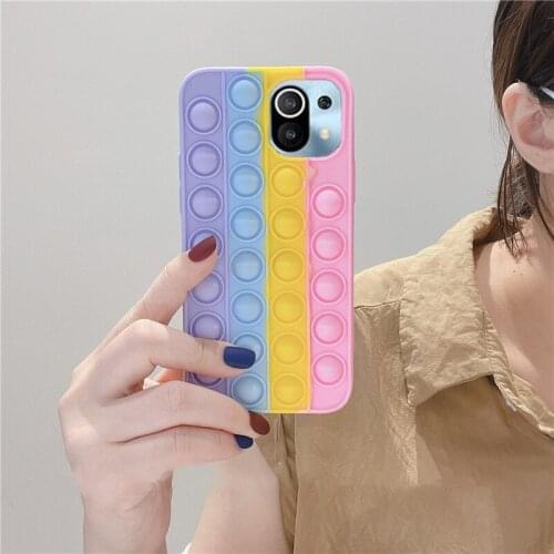Unzip Stress Reliever Rainbow Press Ball Soft Phone Case For Xiaomi 11 10 9 9T 8 Pro Redmi Note 9 9S 8 K40 K30 POCO F3 Pro Cover