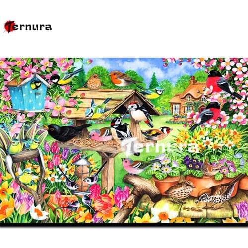 5D Diamond Painting Kits Spring birds and flowers Handmade Needlework DIY Diamond Embroidery Mosaic Rhinestone Picture Decor