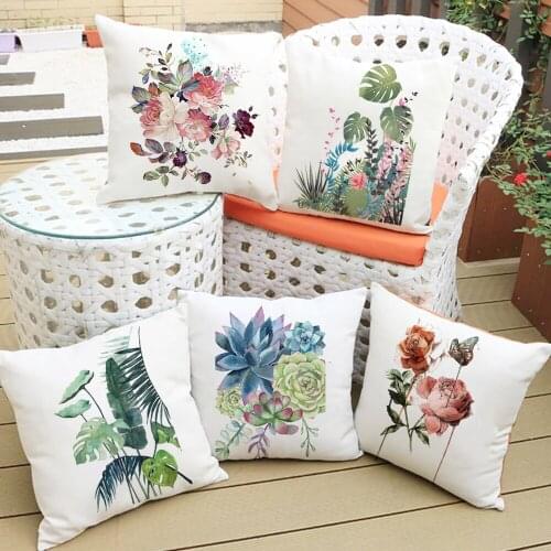 Colorful Flower Print Cushion Cover Succulents Pillow Case Home Decorative Garden Chair Cushion Covers Sofa Pillows Home Decor
