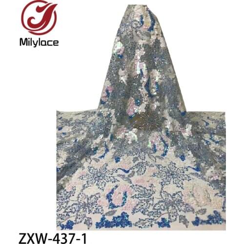 Latest French Tulle Lace Fabric High Quality African Lace Fabric 3D Lace Material for Evening Party Dress ZXW-437
