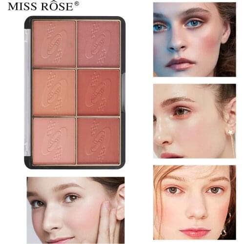 Missrose six-color blush natural long-lasting blush female rouge multi-color sun red matte pearlescent waterproof blush plate