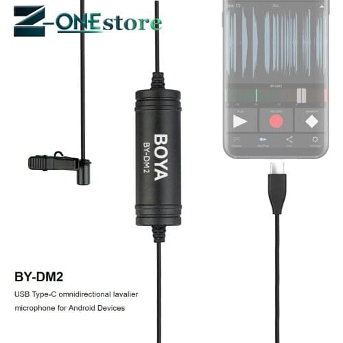 Boya New BY-DM2 Lavalier Condenser Microphone Type-C Port Interview Vlogging Mic for Samsung S8 Xiaomi Mi 8 Android Smartphones