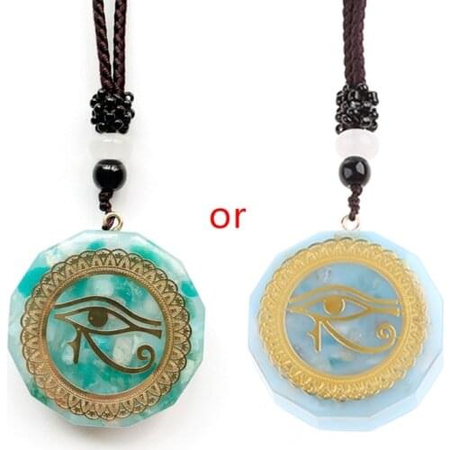 Horus Eyes All-Seeing Eyes Orgonite Energy Pendant Orgone Amazonite Necklaces