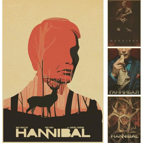 Hannibal poster Kraft decorative painting Max Michelsen Hugh dancy horror thriller Halloween painting retro poster