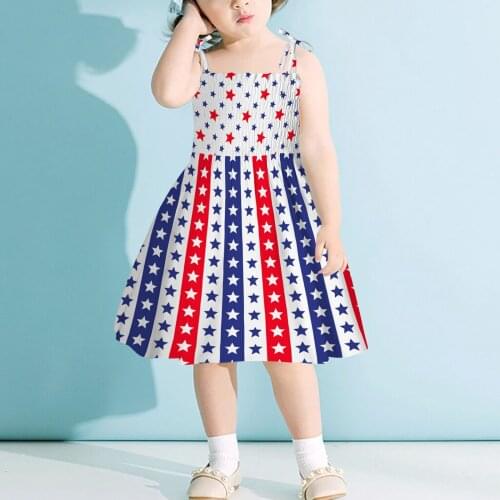 Toddler Baby Kids Girls Dresses Forth-of-july Independence Day Beach Dresses Fashion Baby Vestidos De Verano