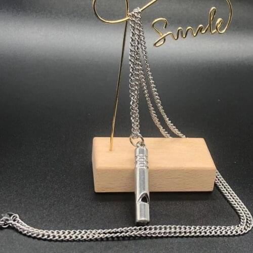 Portable high titanium whistle necklace for outdoor emergency survival hiking camp hip hop jewelry punk harajuku