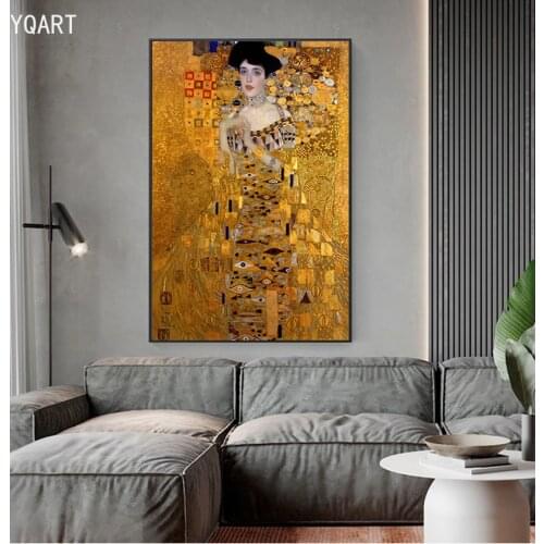 Portrait Of Adele Bloch Canvas Paintings On The Wall Gustav Klimt Kiss Oil Paintings Reproductions Prints Home Living Room