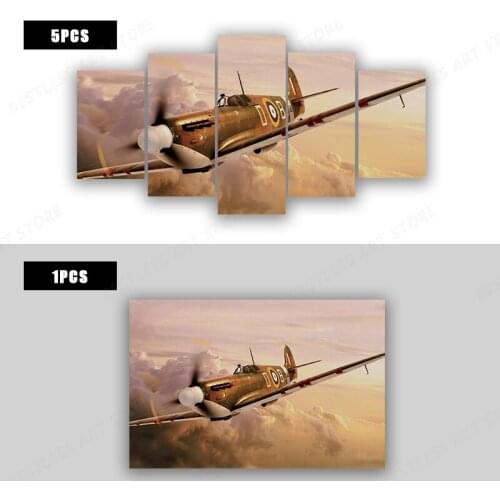 Spitfire fighter mk va brown ww2 aircraft battle fantasy living room decoration home art decor canvas fabric poster