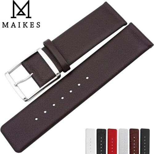 MAIKES High Quality CK Genuine Leather Watchband 16mm 18mm 20mm 22mm Watch band Strap For CALVIN KLEIN Wristband Accessories