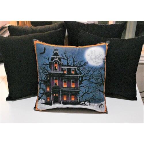 Spooky Mansion Pillow, Halloween Pillow, Spooky Pillow, Decorative Pillow, Small Pillow, Novelty Pillow, Fall Pillow, Trees Moon