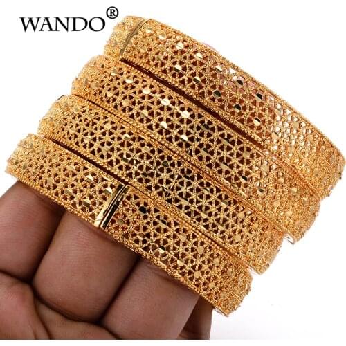 WANDO 4pcs/lot Charm Bracelets for Women luxury Brand Gold Color Hollow Holiday Beach Party Bangle Jewelry Indian jewelry b119