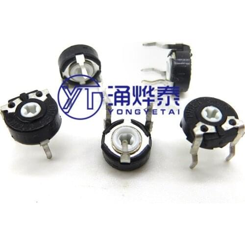 YYT 5PCS Adjustable PT06-500K 101A 302A 102 202 505A 503 105A horizontal arrow hole PT6KV-504 100R 3K 1K 2K 5M 50K 1M