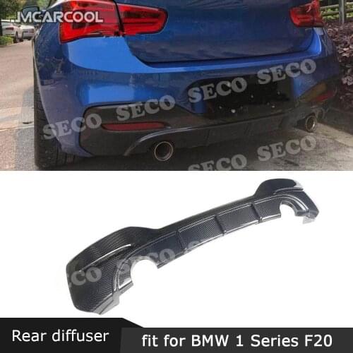 For BMW 1 Series F20 M135i M Sport 2016 -2018 Rear Bumper Lip Diffuser Carbon Fiber / FRP Fins Shark Style Rear Hugger Cover