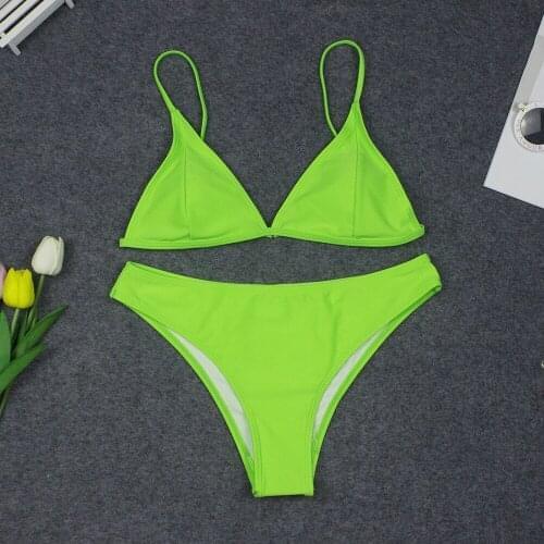 Cross-Border Swimsuit Womens New Style Bikini European And American-Style Sexy Solid Color Bikini Two-Piece