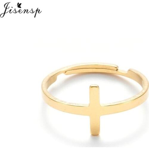 2021 Bohemian Vintage Gold Cross Ring Women Girls Punk Religious Jewelry Anillos Simple Stainless Steel Rings Anel Feminino