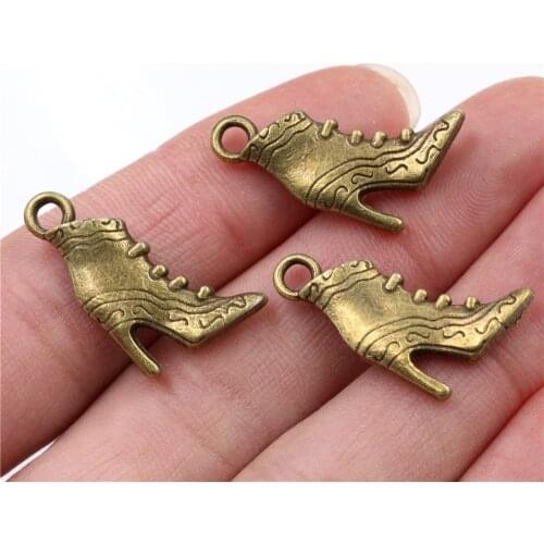 23x17mm 10pcs Antique Bronze Plated Ankle Boots Handmade Charms Pendant:DIY for bracelet necklace-Q6-04