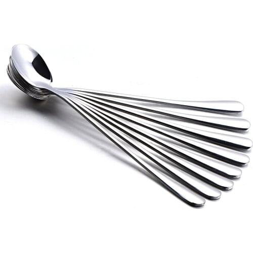 6PCS Stainless Steel Thickened Soup Spoon Spoon Creative Long Handle Soup Spoon Household Kitchen Essential Tools