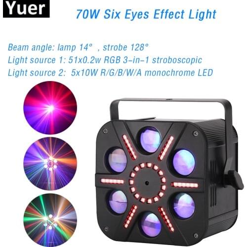 70W 6 Eyes Laser Strobe Effect Light 5X8w RGBA Single Color Beam Light Professional DJ Disco Stage Equipment Lamp DMX Control