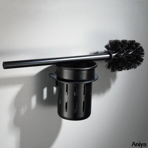 Black Stainless Steel Toilet Brush Holder Bathroom Cleaning Tool Toilet Brush Cleaning Brush Bathroom Accessories set Household