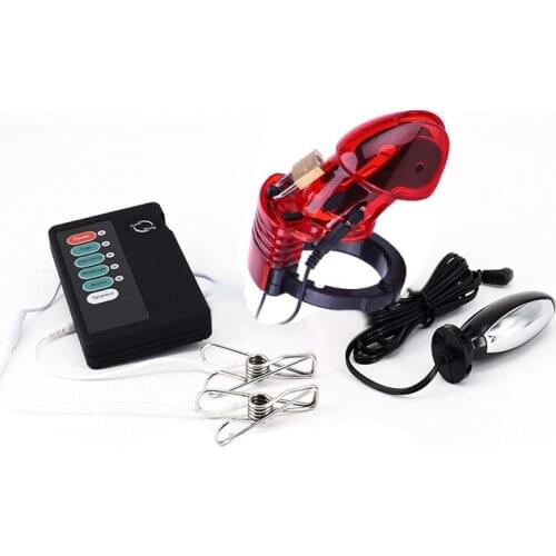 Electro Shock Cock Cage Ball Stretcher Male Chastity Device Cock Ring Chastity Belt Anal Plug Nipple Clamps Medical Themed Toys