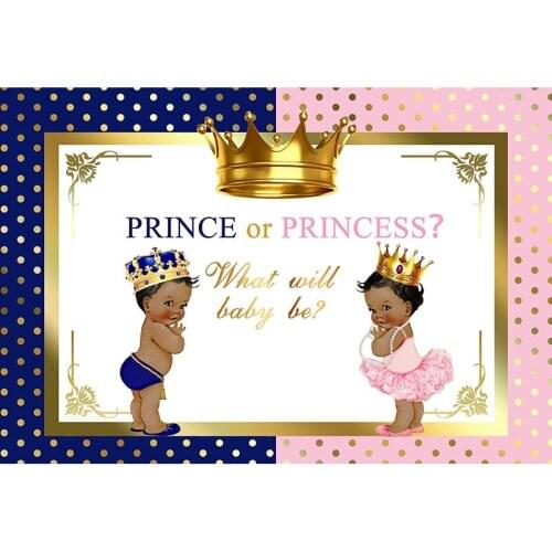 MEHOFOTO Boy and Girl Backdrop for Photography Prince or Princess Photo Background Royal Gold Crown Backdrops Prop Supplies