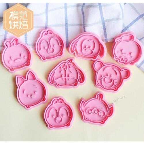 Disney Mickey Mouse Cookie Cutter 3d Push-on Cartoon Cute Baking Tools for Cakes Baking Accessories Kawaii Tsum Kitchen Tools