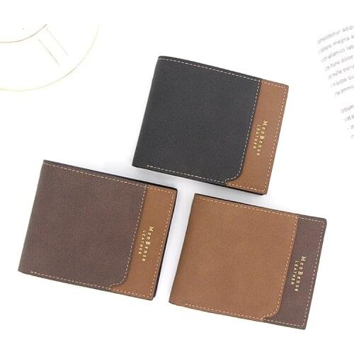 Men PU Leather Wallet Business Male Slim Short Wallets Three Fold Purses Coin Bag Credit Card Holder Vintage Handbag Money Clip