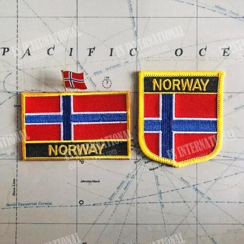 National Flag Embroidery Patches and Metal Flag Lapel Pin NORWAY