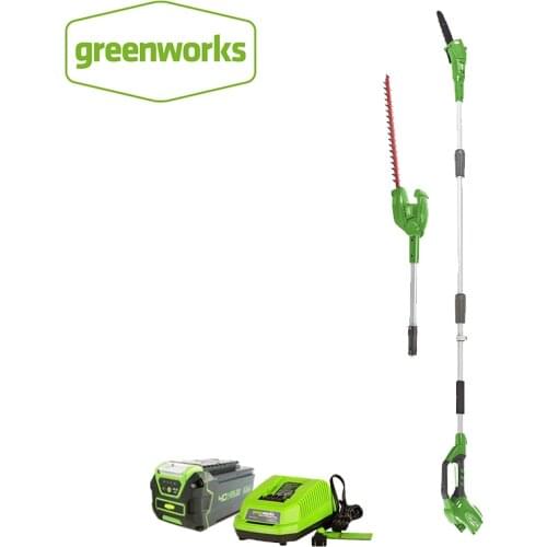 New arriaval GreenWorks 20302 G-MAX 40V 8-Inch Cordless Pole Saw and hedge trimmer Pruner garden comb battery and charger includ