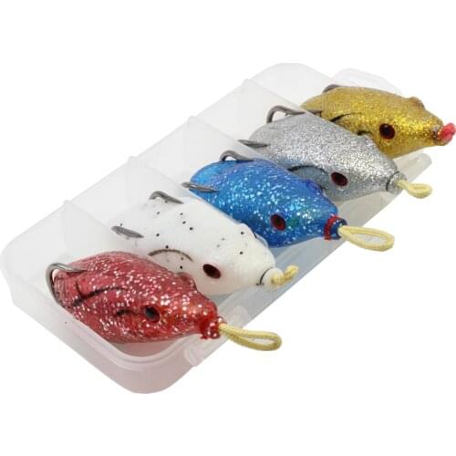 NEW 5Pcs/Box 58mm 11g Frog Soft Fishing Lures Double Hooks Top water Ray Frog Artificial Minnow Crank Bait lure set Mouse bait