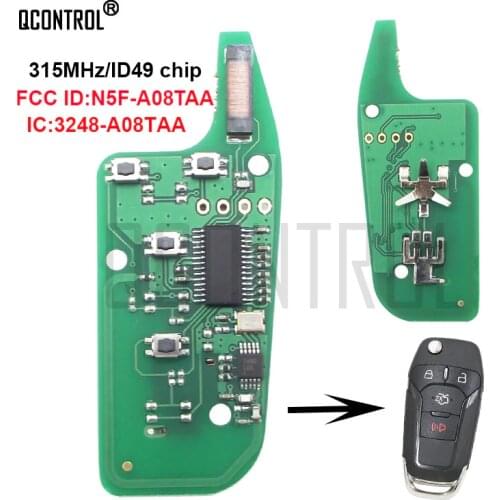 QCONTROL 3+1/4 Buttons Flip Remote Key Keyless Entry Fob 315MHz ID49 Chip for Ford Fusion 2013-2015 FCC ID: N5F-A08TAA