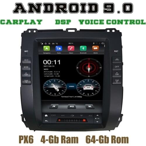 PX6 Tesla Style android 9.0 car radio gps player for Toyota prado 120 2002-2010 Lexus GX470 with wifi 4+64G carplay