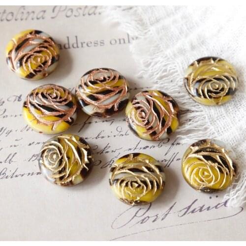 Retro Contrast Stripe Rose Gold-Gold Glass Bead Earrings DIY Handmade Accessories
