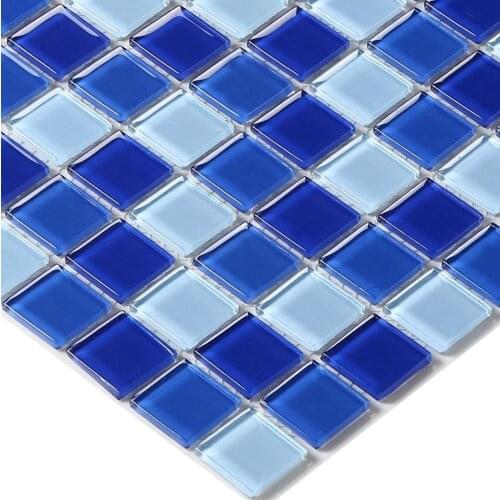 Blue color crystal glass mosaic tiles HMGM2007A for swimming pool grooming table kitchen backsplash tile bathroom shower