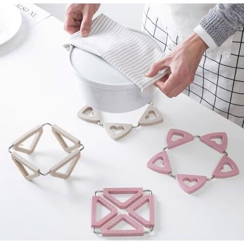 Table Mat Kitchen Multifunction Non-Slip Heat Insulation Pot Mat Foldable Anti-Scalding Placemat Household Plastic Plate Mat