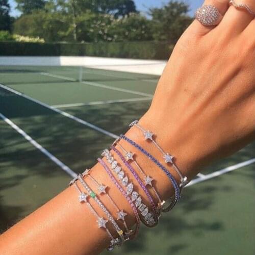 Starburst Zircon Jewelry Cubic Zirconia CZ Crystal Fashion Adjustable Bracelets for Women girls elegance delicate tiny bracelet