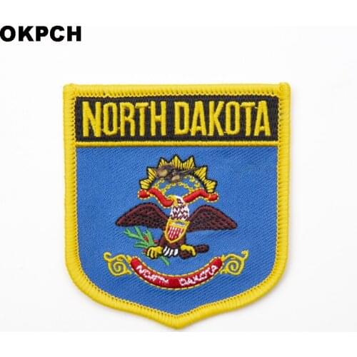 U.S.A North Dakota State Iron On Patch Embroidered Clothes Patch For Clothing Stickers Garment 10pcs 6*7cm
