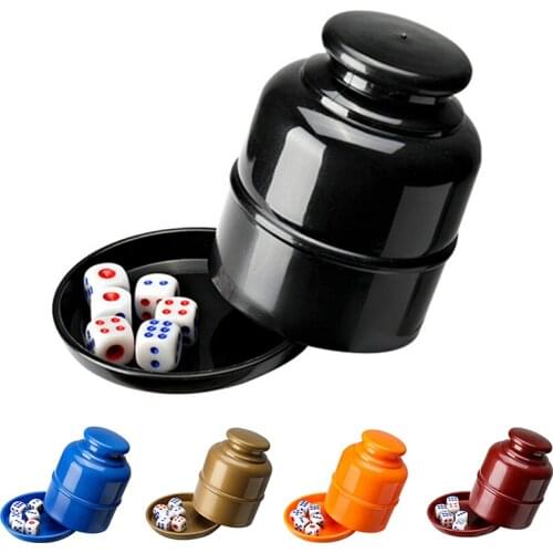 1Set Five Colors Dice Cup KTV Pub Casino Party Game Speelgoed ABS Schudden Cup Doos With 5 Stks Dices Thickened Combined