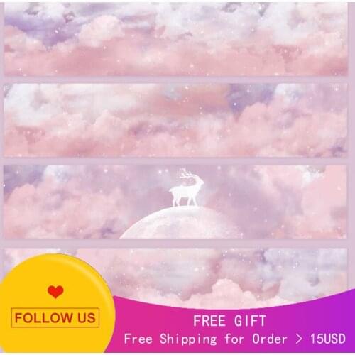 1 Loop Pink Deer In Sky Background Journal Collage 5cmx100cm Decorative Washi Tape Sample Monster