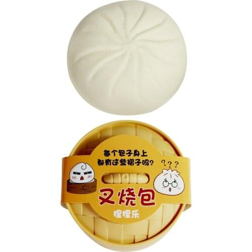 1Pcs Barbecued Pork Bun Model Simulation Steamed Bun Dumplings Toys Cute Stress Relief Soft Squeeze Unzip Toys Gift