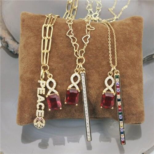 10pcs/lot Color cubic zircon micro pave charm pendant necklace,fashion cz bar pendant necklace,handmade cz jewelry wholesale